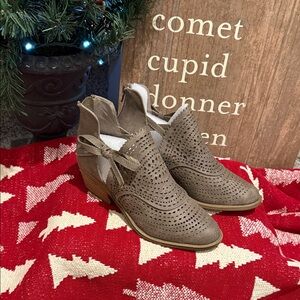 Very G Taupe Perforated Ankle Booties
